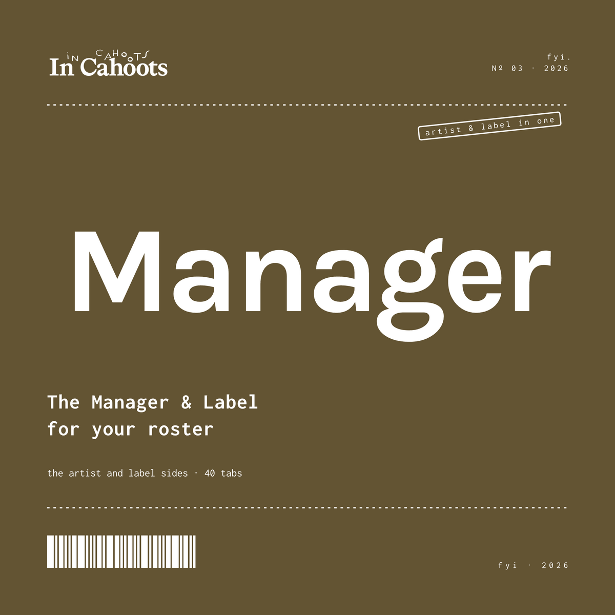 The Manager & Label, fyi. for your roster